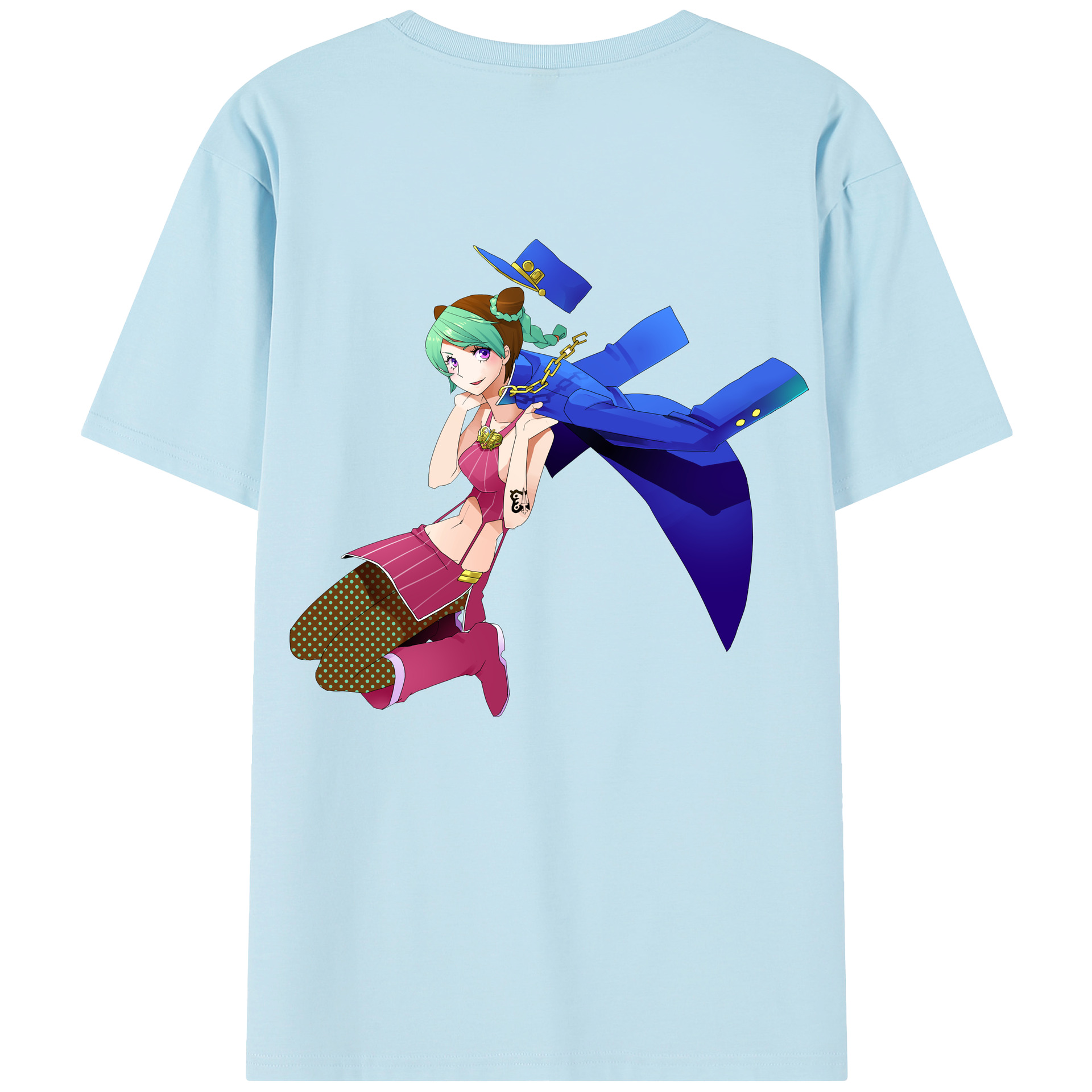 （画像用） "ジョジョの奇妙な冒険 くうじょう ジョリーン JoJo's Bizarre Adventure Jolyne Cujoh " 綿100％半袖Tシャツ（背面プリント）